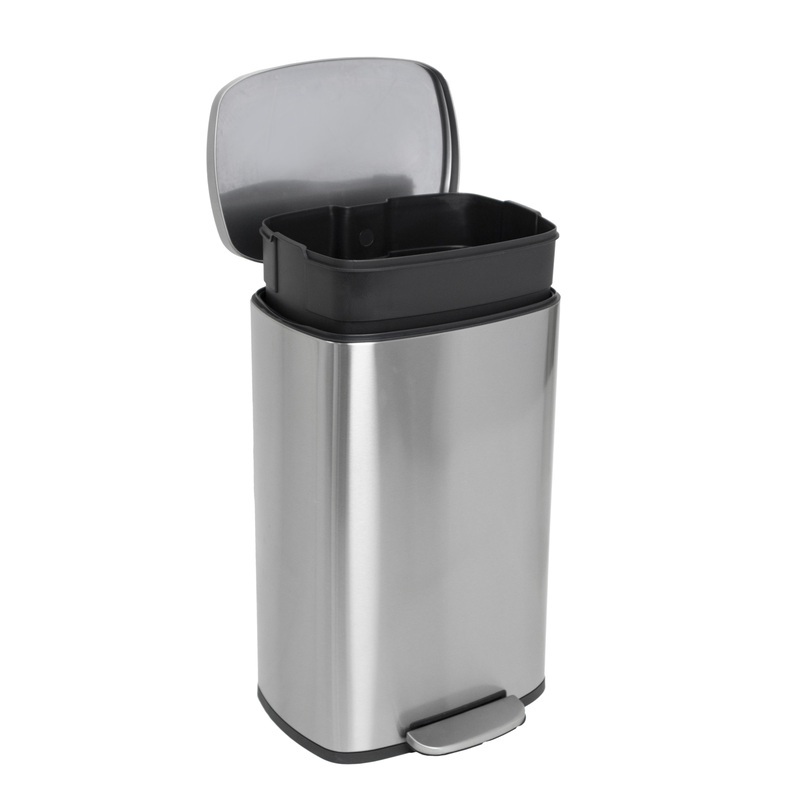 Відро для сміття з плавним закриттям прямокутне Mixxus Bevel-TC0112 SS Color 12л колір наржавійка (