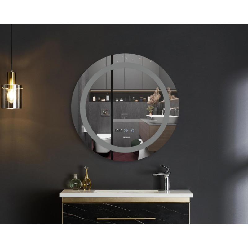 Дзеркало Mixxus PLAIN MC02-80-CASE з Led Touch, Anti-fog, димером, регулятором яскравості, годинник
