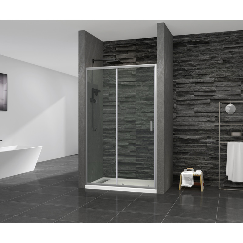 Двері у нішу розсувні MIXXUS PREMIUM DIVERSE SD01-100x185-TR CHROME прозоре скло 5мм (MI7165)