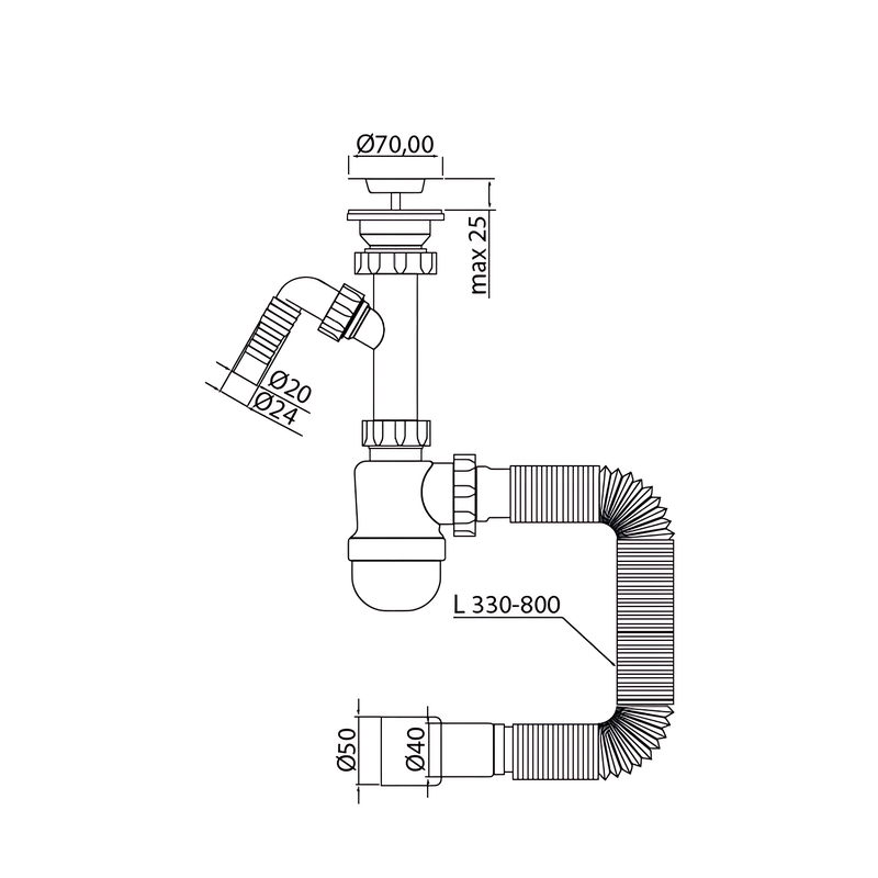 Сифон для умивальника Mixxus SU-02-B 1 1/2