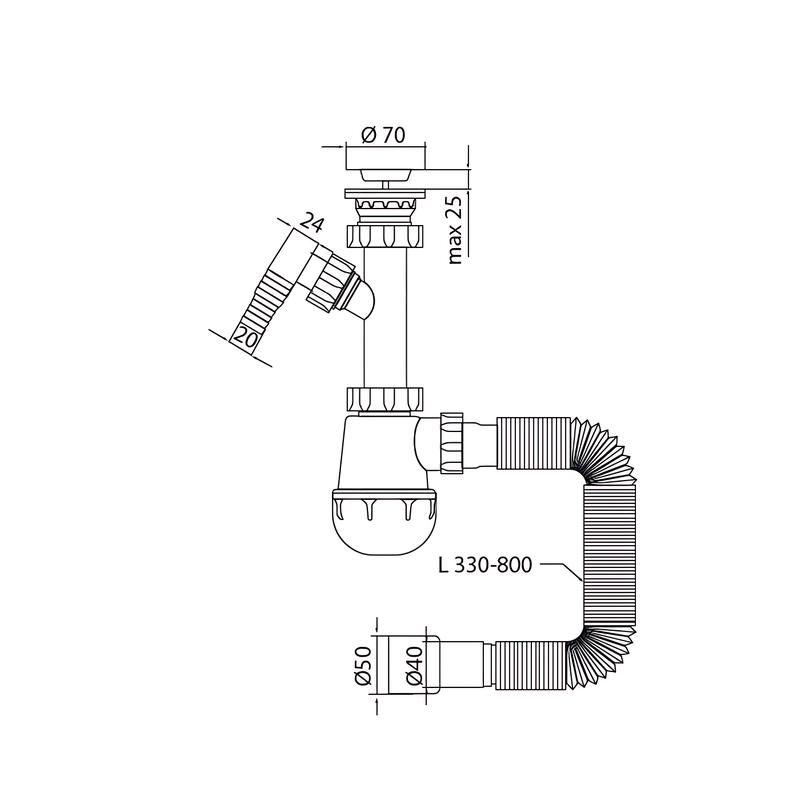 Сифон для кухні Mixxus SK-01-B 1 1/2