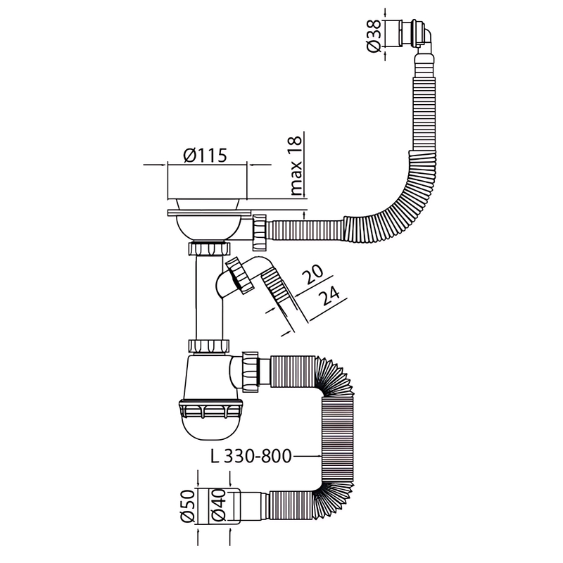 Сифон для кухні Mixxus SK-06-WH 3 1/2