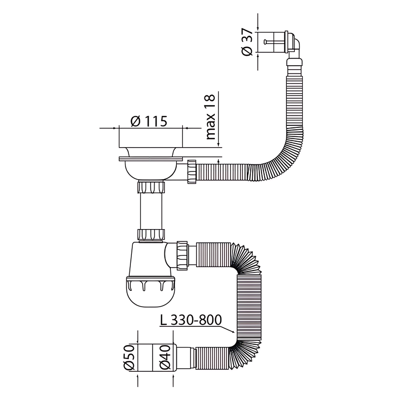 Сифон для кухні Mixxus SK-07-A 3 1/2