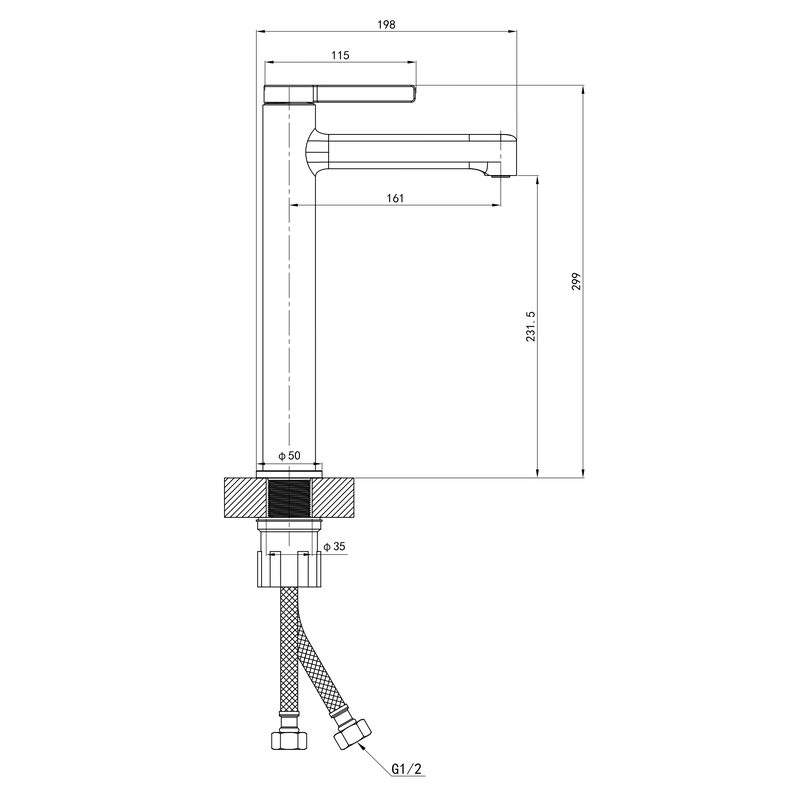 Змішувач для умивальника Mixxus Premium Verdi 001 (NUT) HIGH (MI8241)