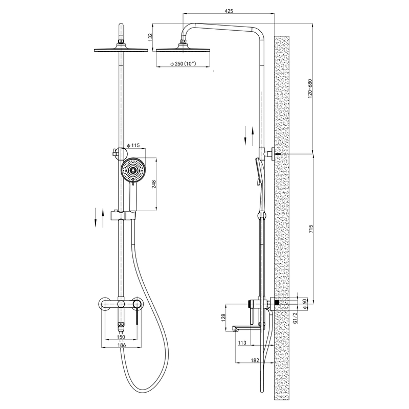 Душова колона зі змішувачем Mixxus Premium Verdi 009-J (MI8244)