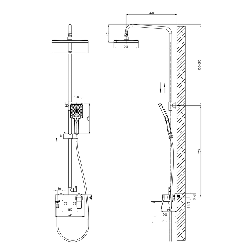 Душова колона зі змішувачем Mixxus Premium Degas 009-J (MI8250)