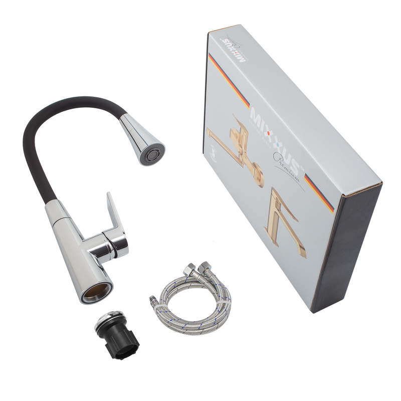 Змішувач для кухні Mixxus Premium Matis 011-T (NUT) Refl.Black (Колір хром+силік.вилив чорний) (MI8266)