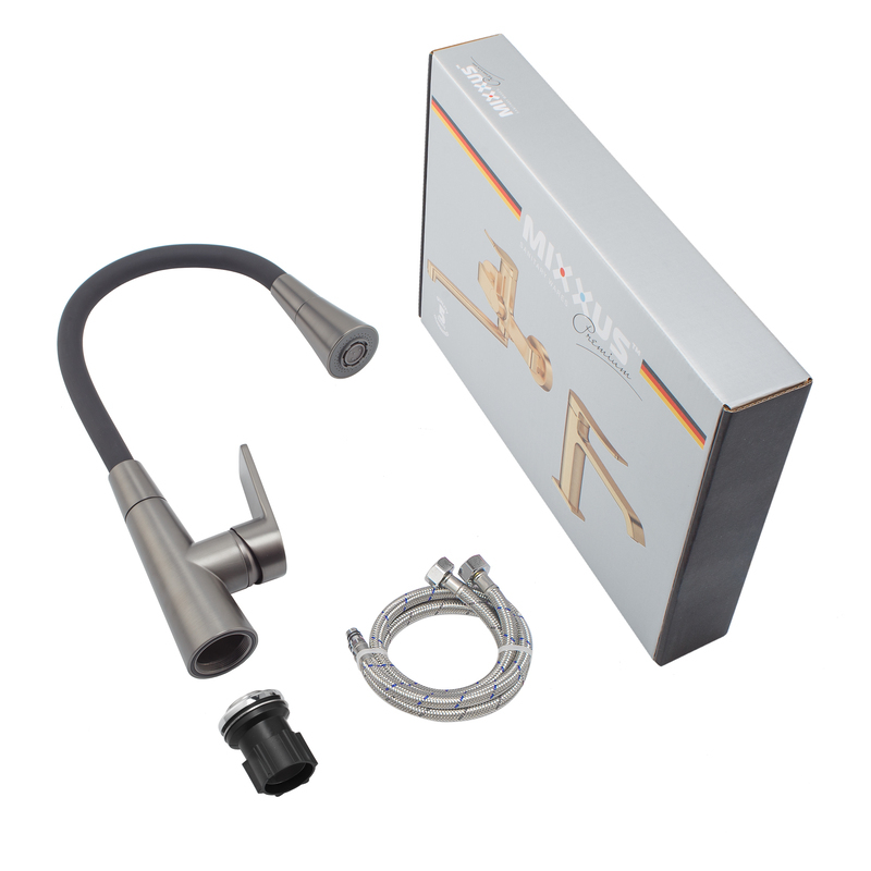 Змішувач для кухні Mixxus Premium Matis 011-T (NUT) Graphite Refl.Black (Колір граф.+сил.вилив чорн) (MI8268)