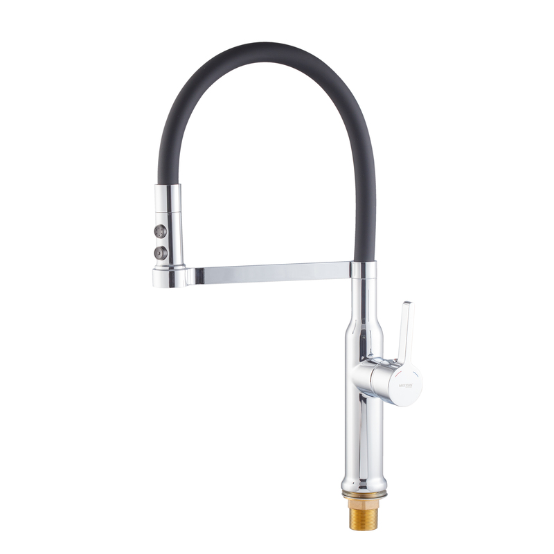 Змішувач для кухні MIXXUS PREMIUM PULL 017 REFL.BLACK (Колір хром+силік.вилив чорний) (MI8277)