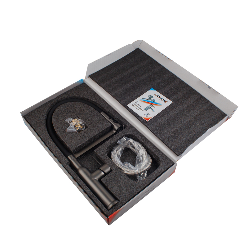 Змішувач для кухні MIXXUS PREMIUM PULL 017 GRAPHITE REFL.BLACK (Кол.графіт+силік.вилив чор.) (MI8278)