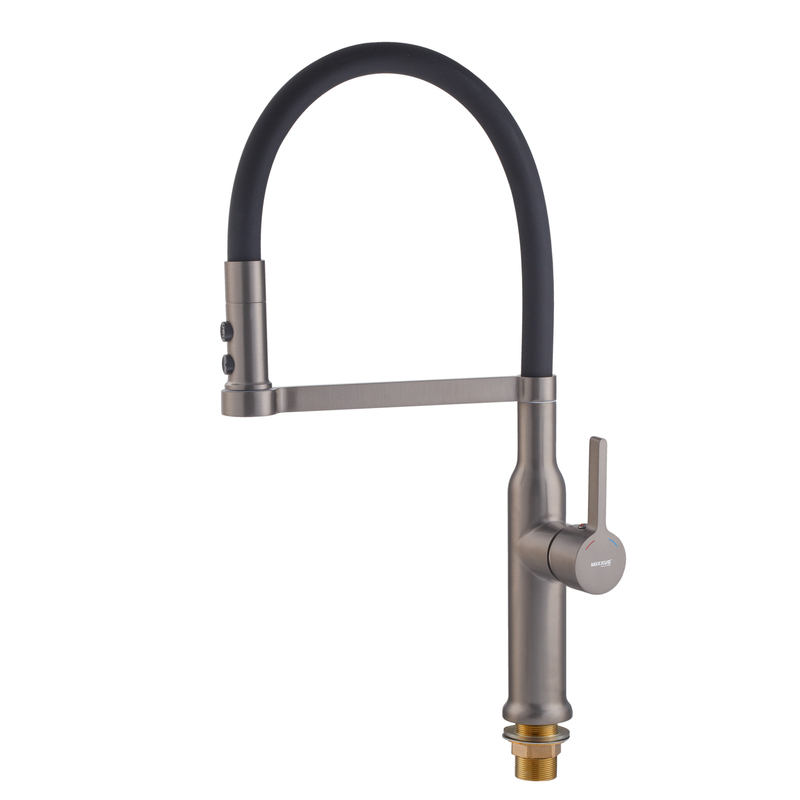 Змішувач для кухні MIXXUS PREMIUM PULL 017 GRAPHITE REFL.BLACK (Кол.графіт+силік.вилив чор.) (MI8278)