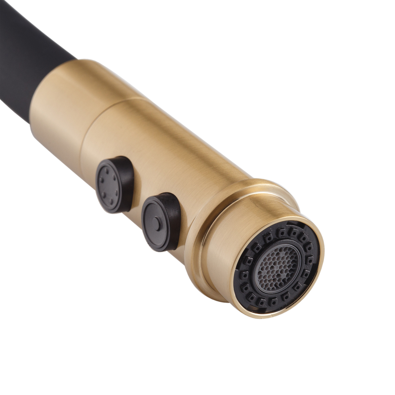 Змішувач для кухні MIXXUS PREMIUM PULL 017 BRUSHED GOLD REFL.BLACK (Кол.мат.зол.+сил.вил.чор.) (MI8280)