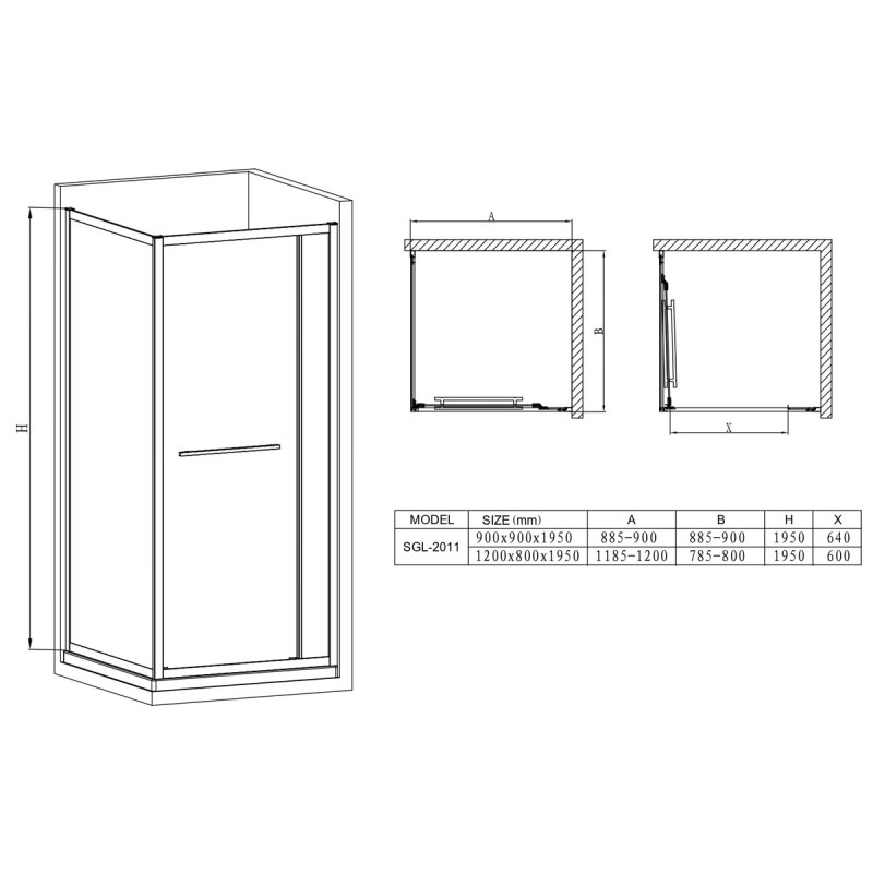 Душова кабіна без піддону Mixxus Premium Quadro SC01-120x80x195-TR Chrome прозоре скло 6мм (MI8291)