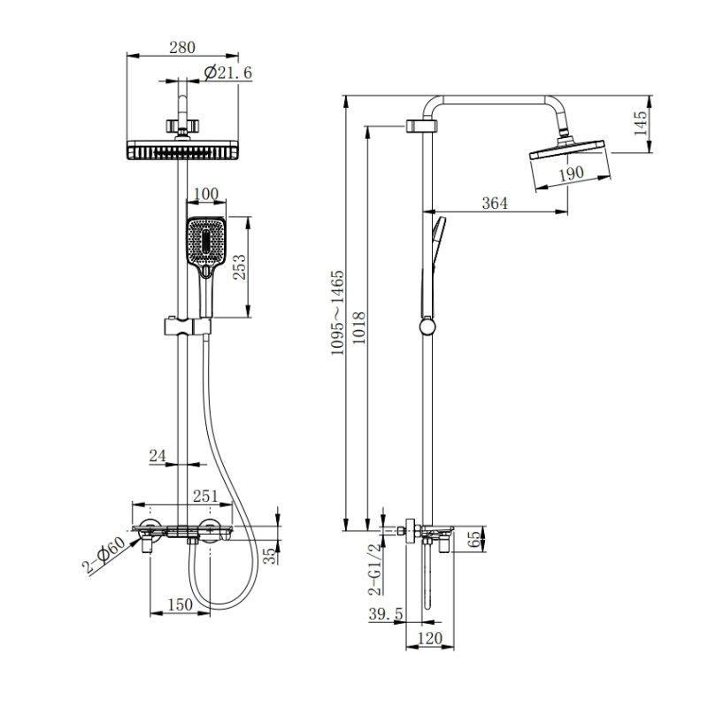 Душова колона зі змішувачем Mixxus Premium Ronda 009-J Graphite (колір графіт) (MI8387)