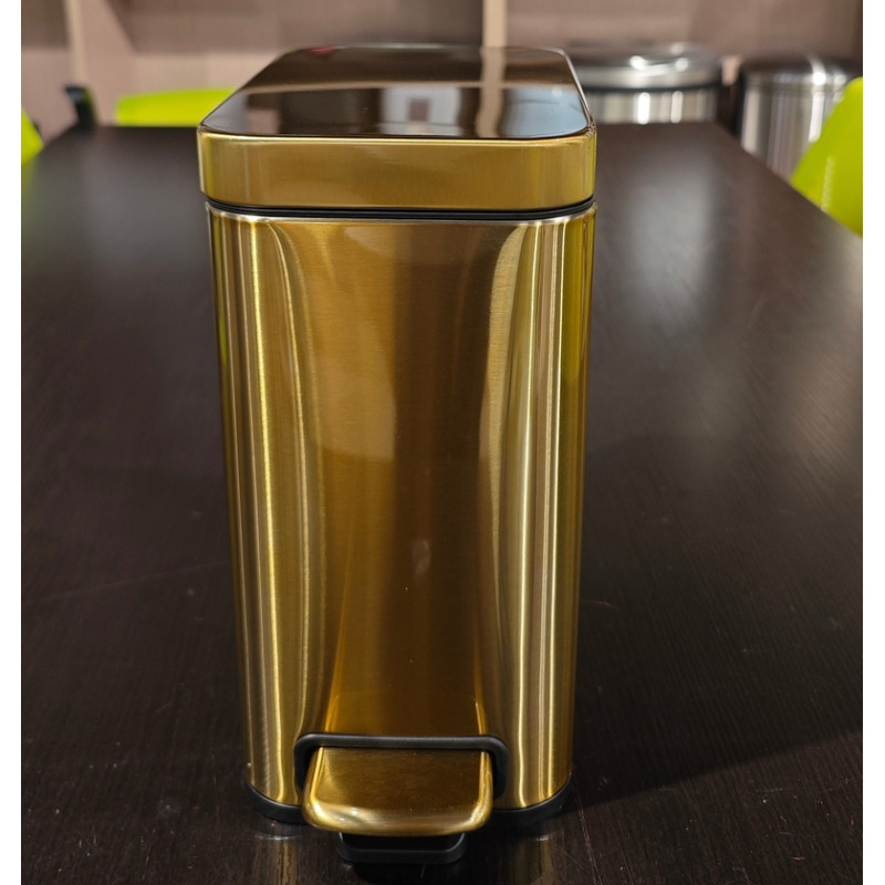 Відро для сміття з плавним закриттям прямокутне Mixxus Premium Quadro-TC0105 Brushed Gold 5 л (колір матове золото) (MI8394)
