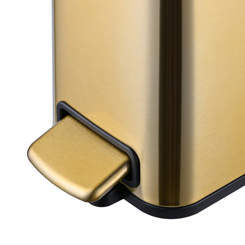 Відро для сміття з плавним закриттям прямокутне Mixxus Premium Quadro-TC0105 Brushed Gold 5 л (колір матове золото) (MI8394)