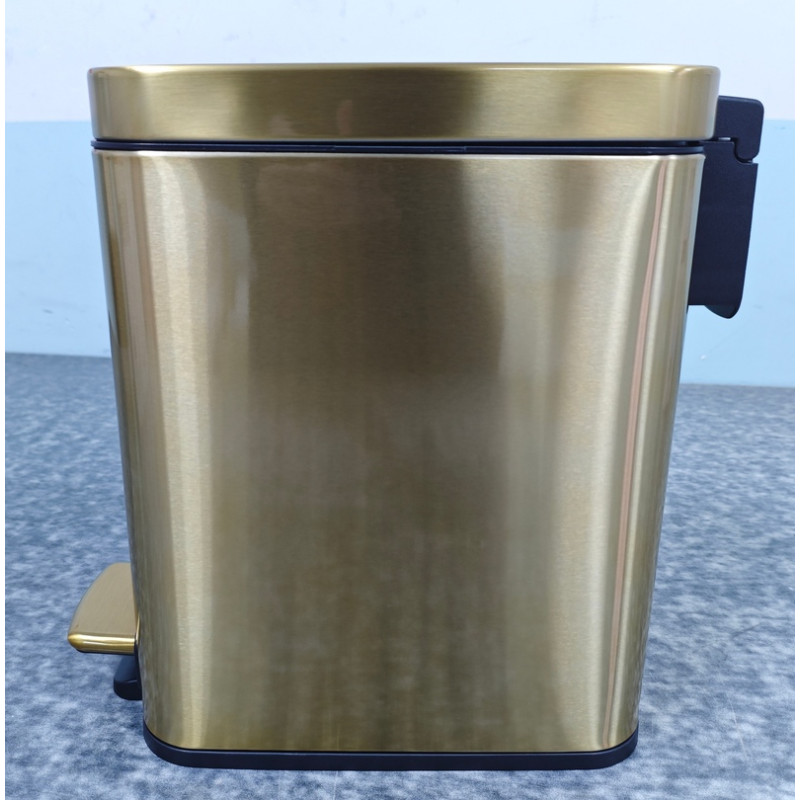 Відро для сміття з плавним закриттям прямокутне Mixxus Premium Quadro-TC0105 Brushed Gold 5 л (колір матове золото) (MI8394)