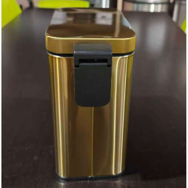 Відро для сміття з плавним закриттям прямокутне Mixxus Premium Quadro-TC0105 Brushed Gold 5 л (колір матове золото) (MI8394)