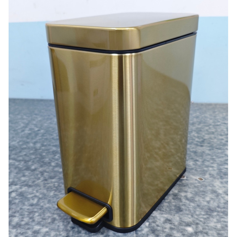 Відро для сміття з плавним закриттям прямокутне Mixxus Premium Quadro-TC0105 Brushed Gold 5 л (колір матове золото) (MI8394)