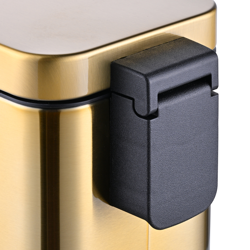 Відро для сміття з плавним закриттям прямокутне Mixxus Premium Quadro-TC0105 Brushed Gold 5 л (колір матове золото) (MI8394)