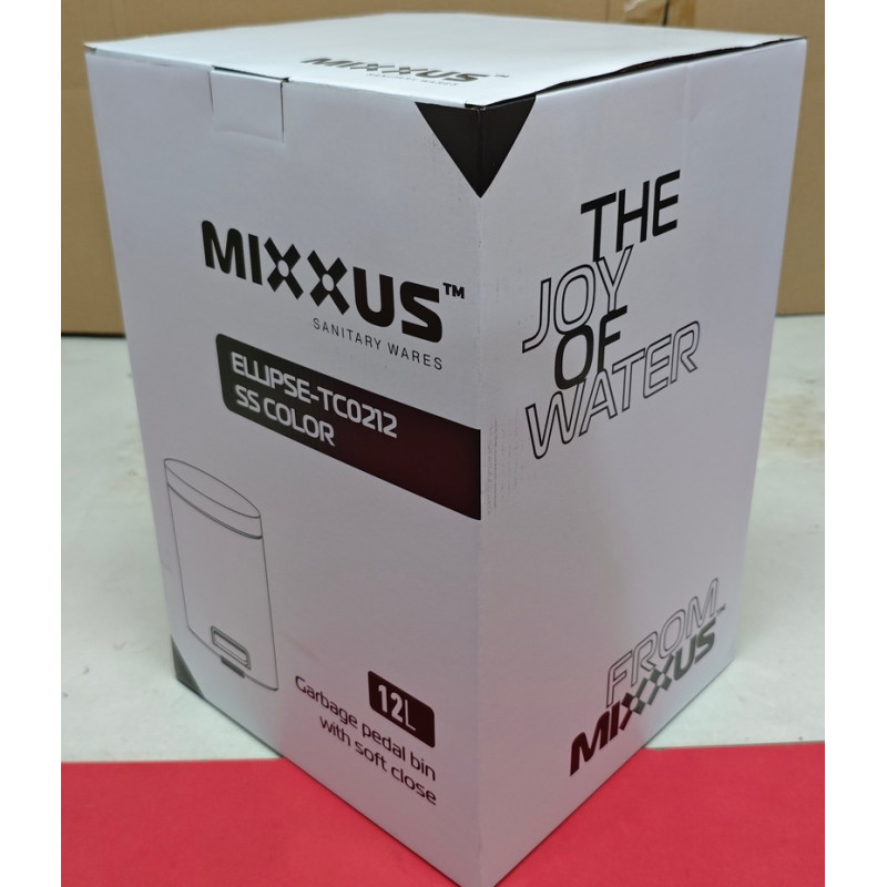 Відро для сміття з плавним закриттям кругле Mixxus Ellipse-TC0212 SS Color 12л (колір нержавійка) (MI8399)