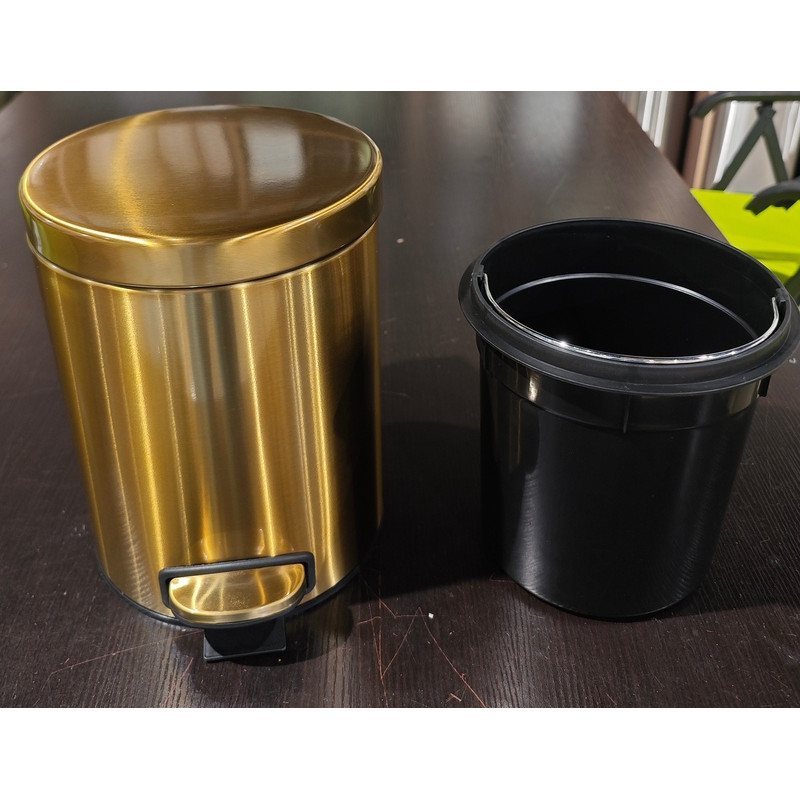 Відро для сміття з плавним закриттям кругле Mixxus Ellipse-TC0205 Brushed Gold 5л (колір матове золото) (MI8400)