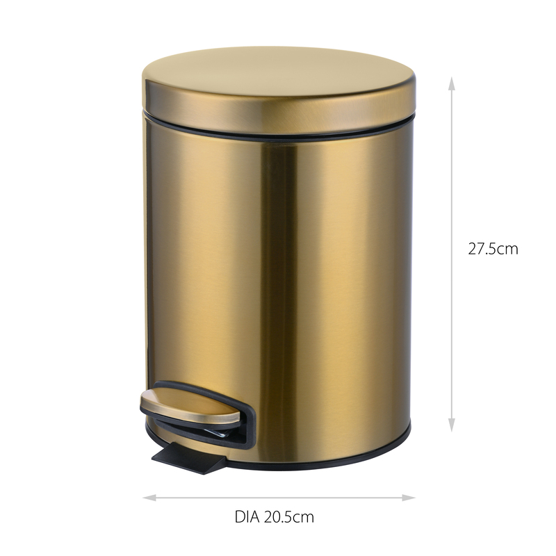 Відро для сміття з плавним закриттям кругле Mixxus Ellipse-TC0205 Brushed Gold 5л (колір матове золото) (MI8400)