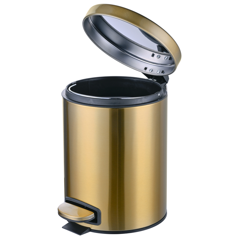 Відро для сміття з плавним закриттям кругле Mixxus Ellipse-TC0205 Brushed Gold 5л (колір матове золото) (MI8400)
