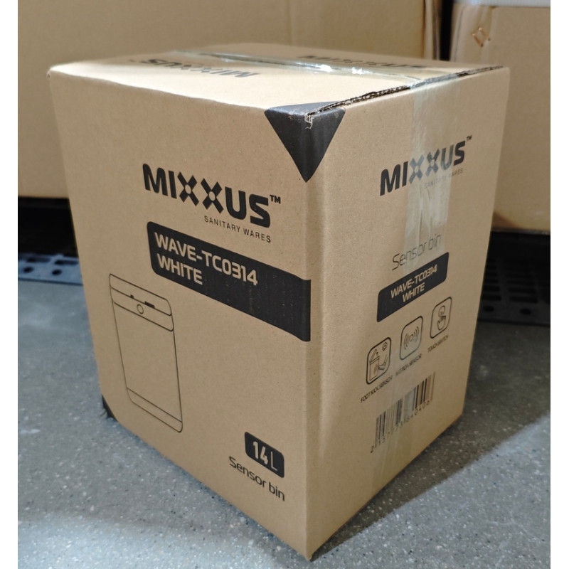 Відро для сміття сенсорне прямокутне Mixxus Wave-TC0314 White 14 л (колір білий) (MI8404)