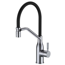 Змішувач для кухні MIXXUS PREMIUM GRAVITY 017 (NUT) REFL.BLACK (Колір хром+силік.вилив чорний) (MI8406)