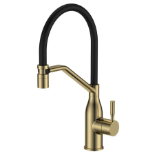 Змішувач для кухні MIXXUS PREMIUM GRAVITY 017 (NUT) BRUSHED GOLD REFL.BLACK (Матове золото+сил.вилив чорний) (MI8410)