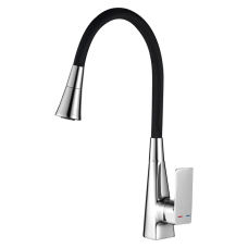 Змішувач для кухні Mixxus Etna 014-T (NUT) Refl.Black (Колір хром+силіконовий вилив чорний) (MI8419)