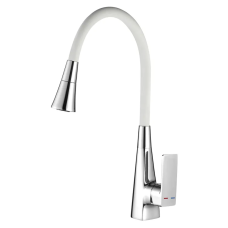 Змішувач для кухні Mixxus Etna 014-T (NUT) Refl.White (Колір хром+силіконовий вилив білий) (MI8421)