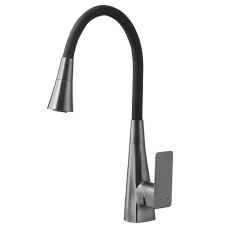 Змішувач для кухні Mixxus Etna 014-T (NUT) Graphite Refl.Black (Колір графіт+силіконовий вилив чорний) (MI8422)