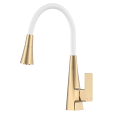 Змішувач для кухні Mixxus Etna 014-T (NUT) Brushed Gold Refl.White (Матове золото+силіконовий вилив білий) (MI8423)