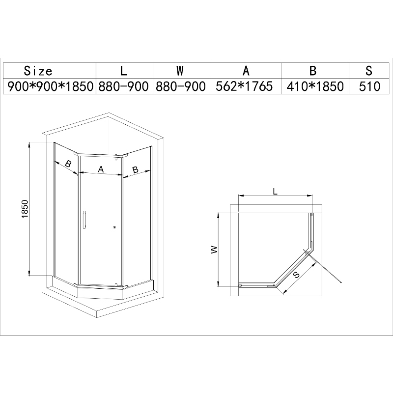 Душова кабіна з низьким піддоном Mixxus LINES SCT01-90x90x198-TR Graphite NEW прозоре скло 6мм (MI8429)
