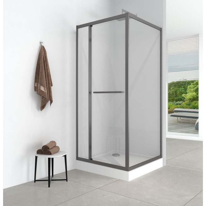 Душова кабіна з низьким піддоном Mixxus Style SCT01-90x90x200-TR Graphite прозоре скло 6мм (MI8432)