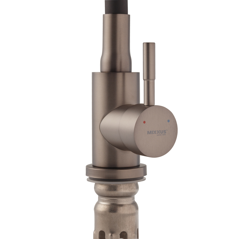 Змішувач для кухні Mixxus SEO-011-T Graphite Refl.Black з нерж.сталі SUS304 (Кол.графіт+сил.вилив чорний) (MI8434)