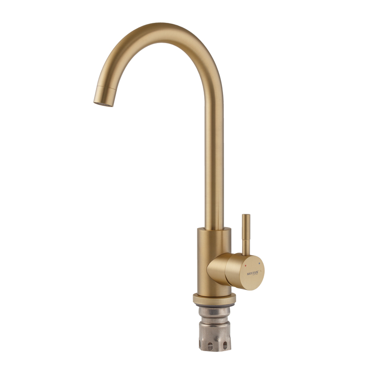 Змішувач для кухні Mixxus SUS-011 Brushed Gold з нерж.сталі SUS304 (Колір матове золото) (MI8435)