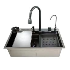 Мийка багатофункціональна Mixxus MH7546-SET-08 Decor Graphite з вбудованим змішувачем з нерж. сталі (MI8456)