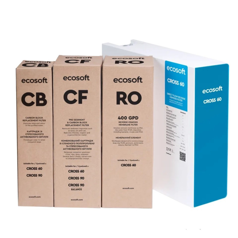 Фільтр зворотного осмосу Ecosoft Cross60, мембрана 400gpd (MO3400PECO)