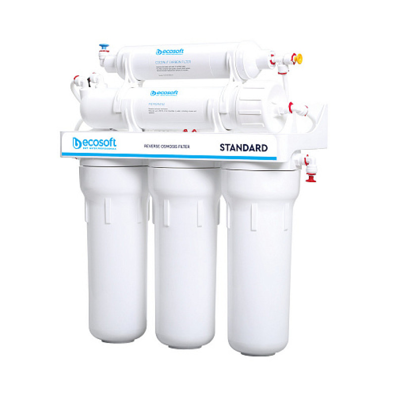 Фільтр зворотного осмосу Ecosoft Standard 5-50M PRO з мінералізатором, мембрана 50gpd, кран капля, дренаж 1:2 (MO550MECOSTD)