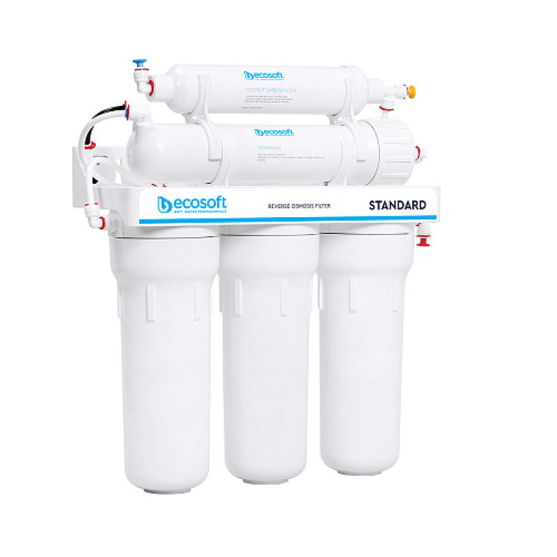 Фільтр зворотного осмосу Ecosoft Standard 5-50M PRO з мінералізатором, мембрана 50gpd, кран капля, дренаж 1:2 (MO550MECOSTD)