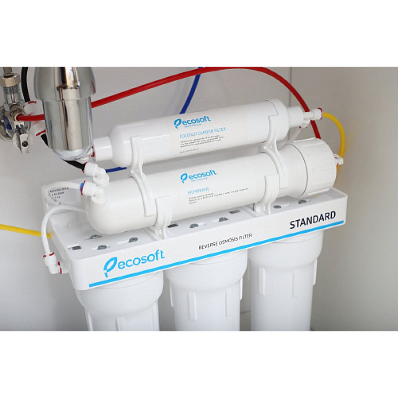Фільтр зворотного осмосу Ecosoft Standard 5-50M PRO з мінералізатором, мембрана 50gpd, кран капля, дренаж 1:2 (MO550MECOSTD)