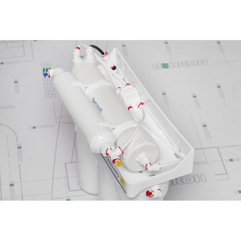 Фільтр зворотного осмосу Ecosoft Standard 5-50M PRO з мінералізатором, мембрана 50gpd, кран капля, дренаж 1:2 (MO550MECOSTD)