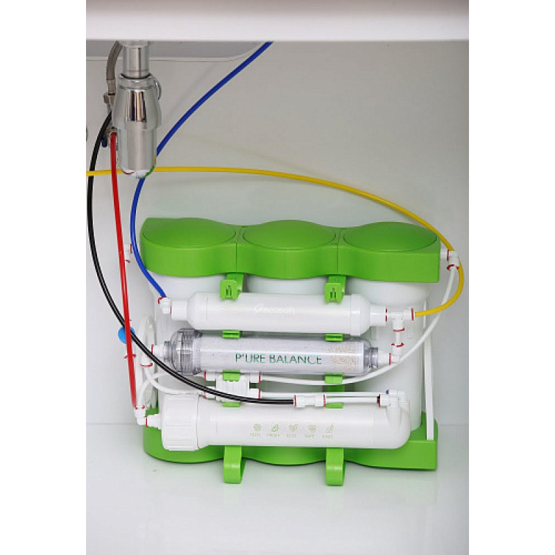Фільтр зворотного осмосу Ecosoft P'URE Balance, мембрана 75gpd DuPont, картридж Balance збагачує воду кальцієм і магнієм, дренаж 1:1 (MO675MPUREBALECO)
