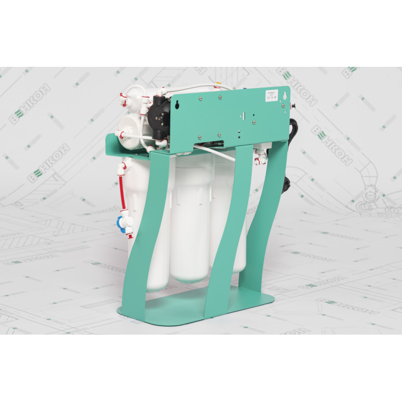 Фільтр зворотного осмосу Ecosoft P’URE AQUACALCIUM Mint з помпою на станині, мембрана 75gpd DuPont, картридж AquaCalcium збагачує мінералами, дренаж 1:1 (MO675PSMACECO)