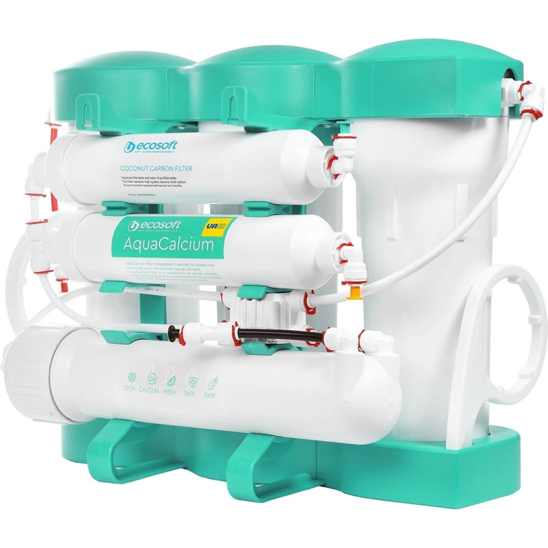 Фільтр зворотного осмосу Ecosoft P’URE AQUACALCIUM Mint, мембрана 75gpd DuPont, картридж AquaCalcium збагачує мінералами, дренаж 1:1 (MO675PUREMACECO)