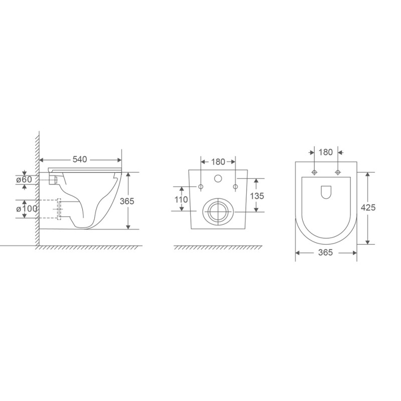 Унітаз підвісний Mixxus Premium Ellipse-0304-R 540x360x360mm, система змиву Rimless (MP6466)