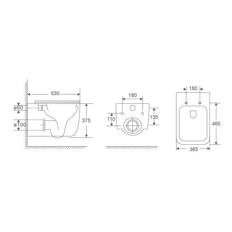 Унітаз підвісний Mixxus Premium Diverse-0101-T1 530x365x373mm, система змиву Tornado 1.0 (MP6477)